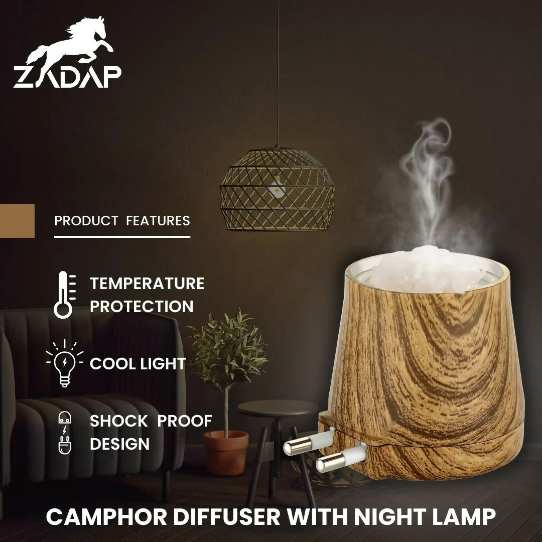 Zadap Wooden Kapoor Dani, Aroma Diffuser, Camphor Burner & Night Lamp - Image 13