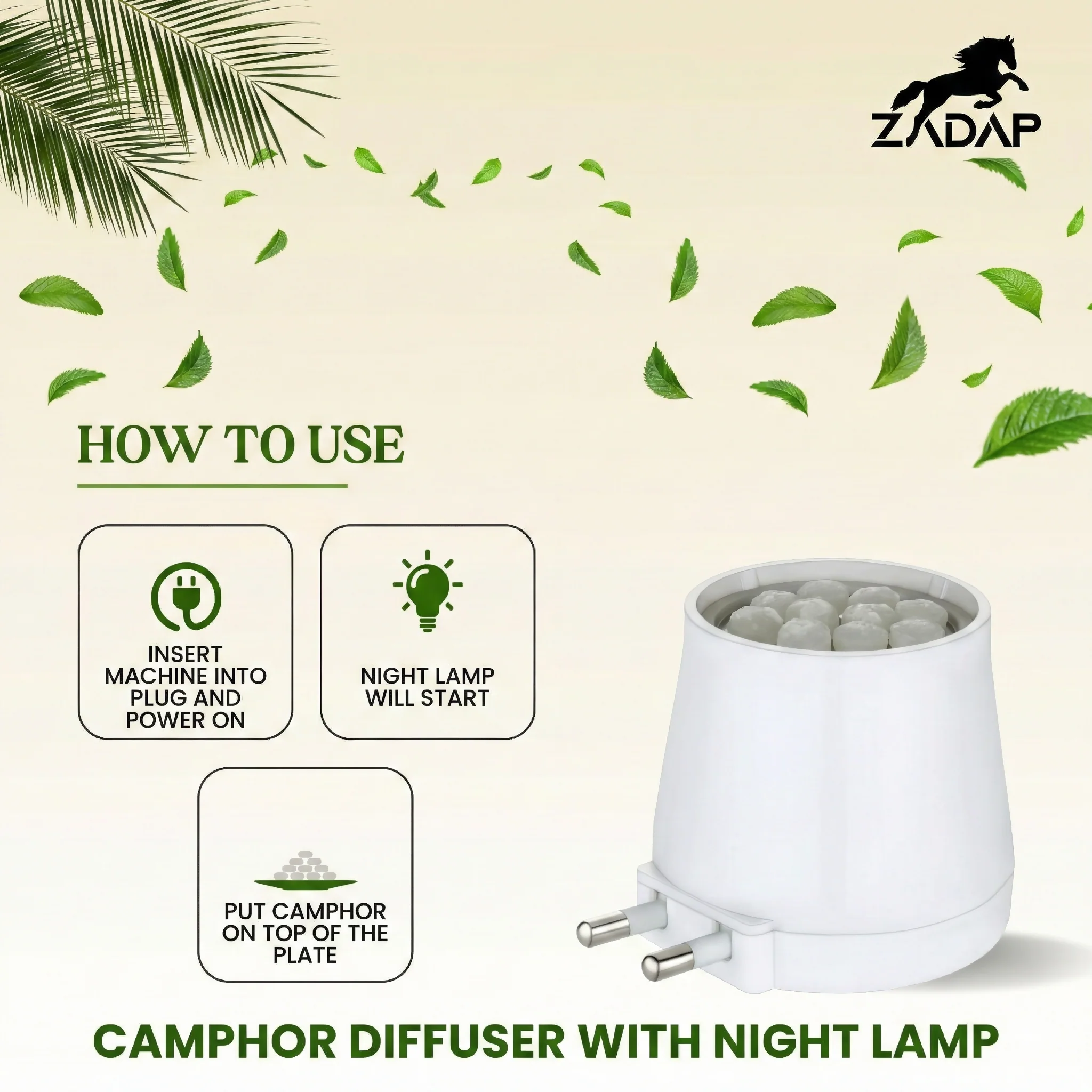 Zadap Wooden Kapoor Dani, Aroma Diffuser, Camphor Burner & Night Lamp - Image 6