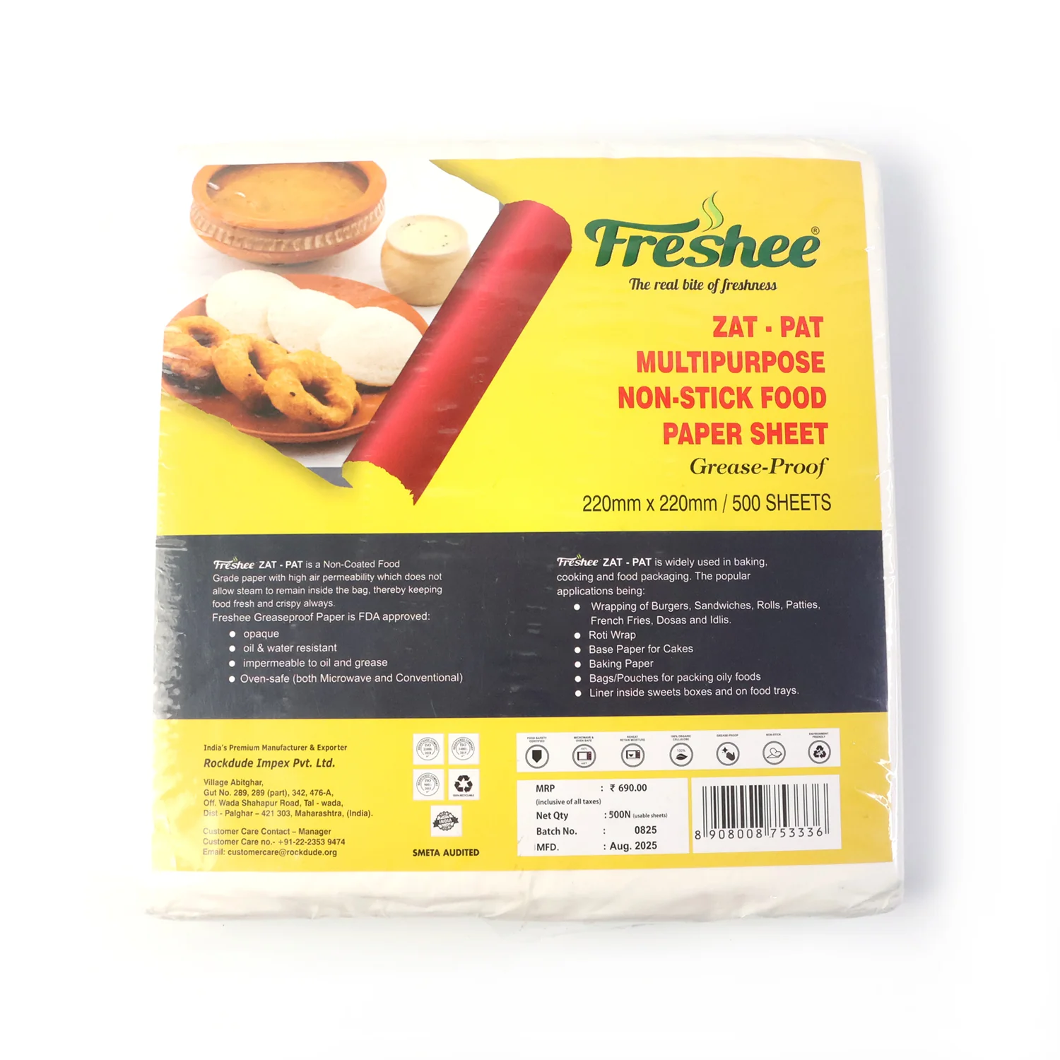 Zat-Pat Multipurpose Non-Stick Food Paper Sheets – 220 × 220 mm, 500 Sheets - Image 5