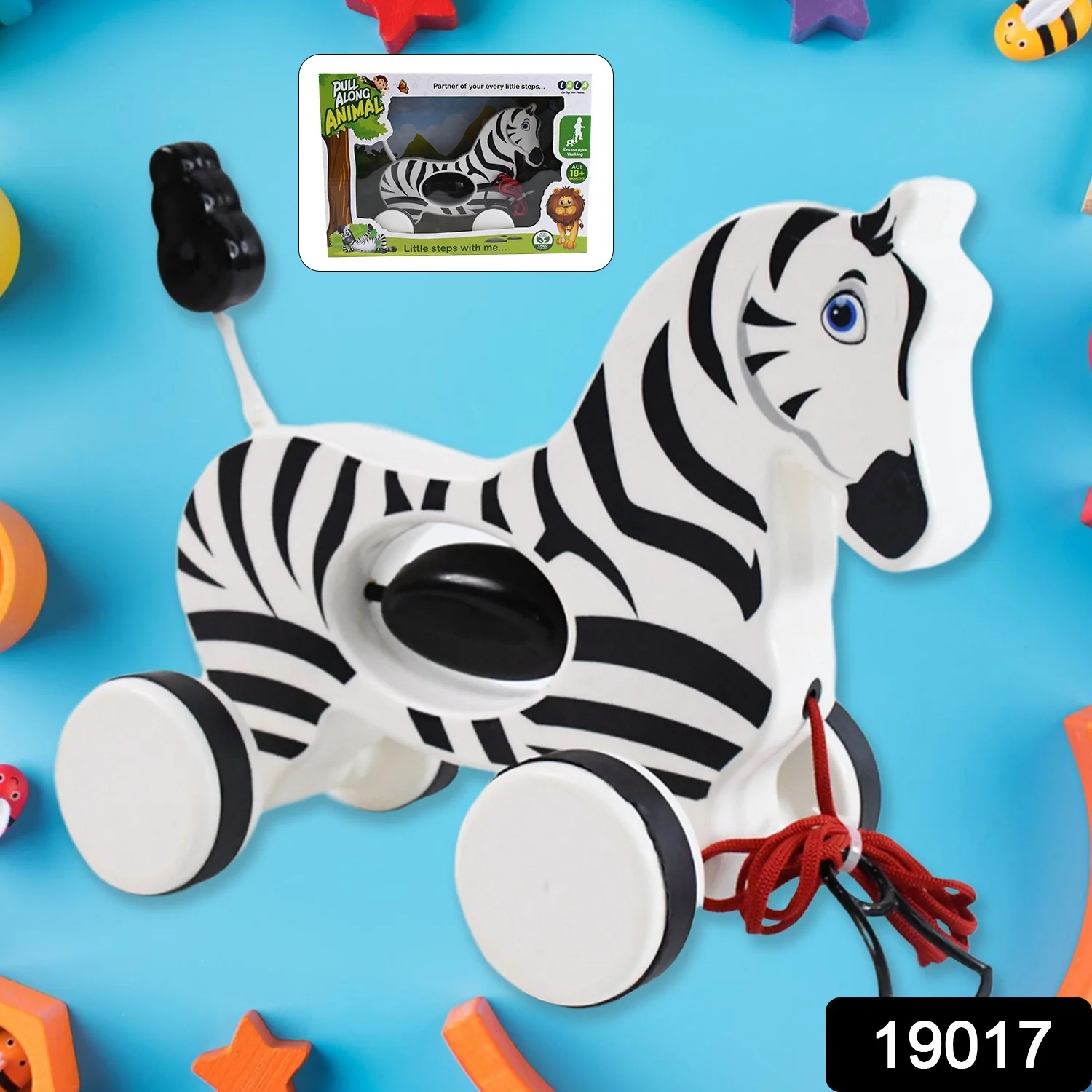 Zebra Pull Along Toy Baby Early Walking Pull Toy Rope Toy for Babies Walking Toy - Image 2
