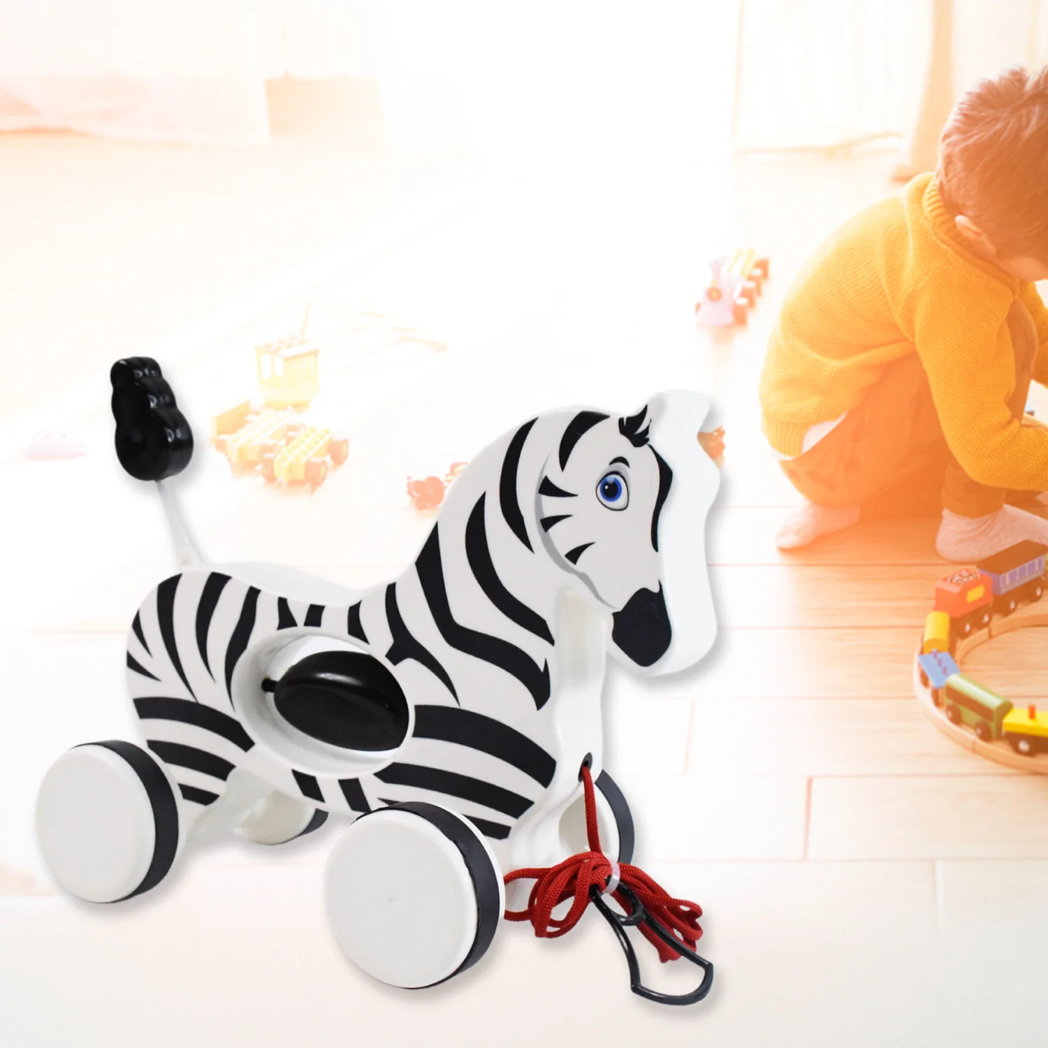 Zebra Pull Along Toy Baby Early Walking Pull Toy Rope Toy for Babies Walking Toy - Image 6