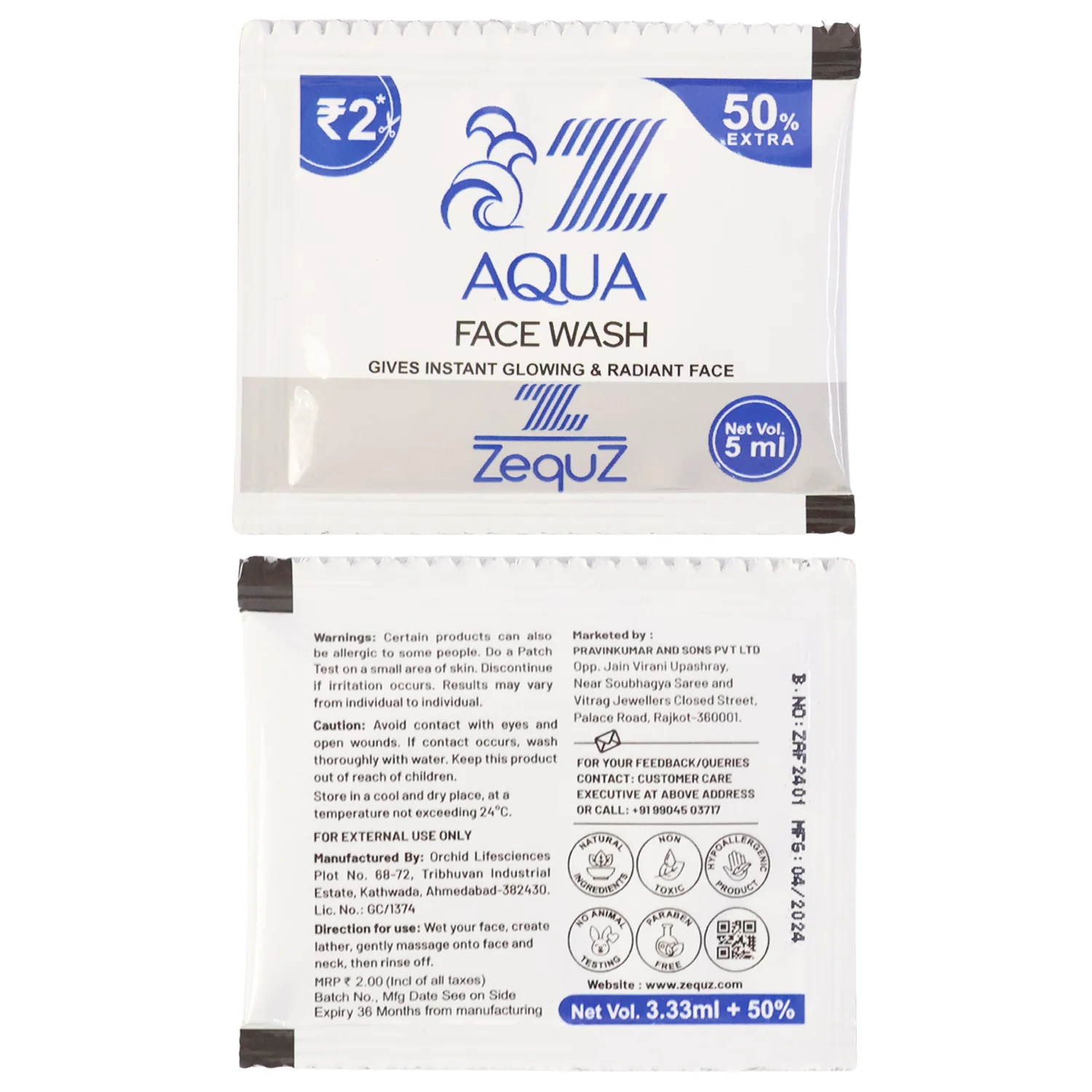 Zequz Aqua Face Wash Sachet (5 ML / 1 Pc) - Image 5