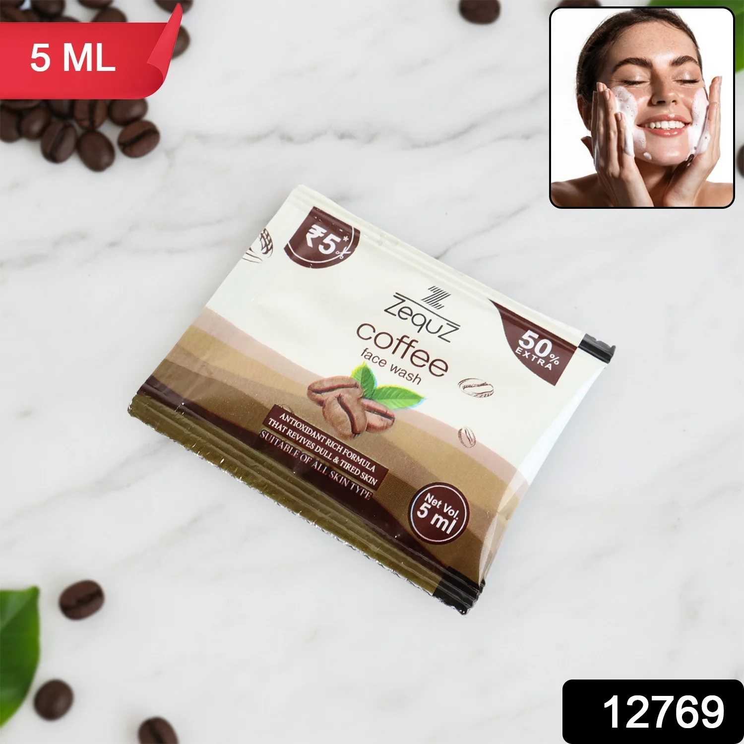 Zequz Coffee Face Wash Sachet (5 ML / 1 Pc) - Image 2