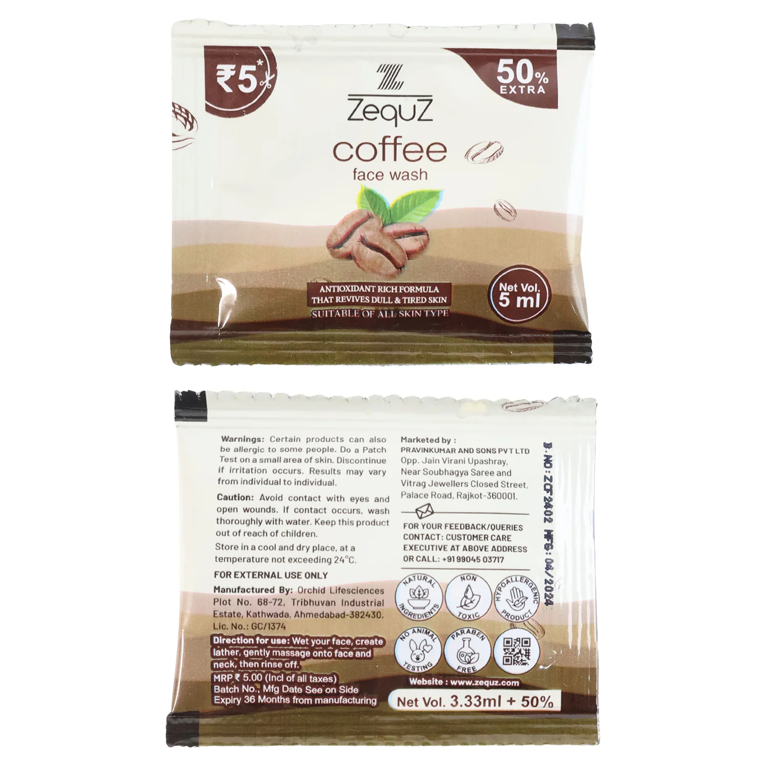 Zequz Coffee Face Wash Sachet (5 ML / 1 Pc) - Image 5