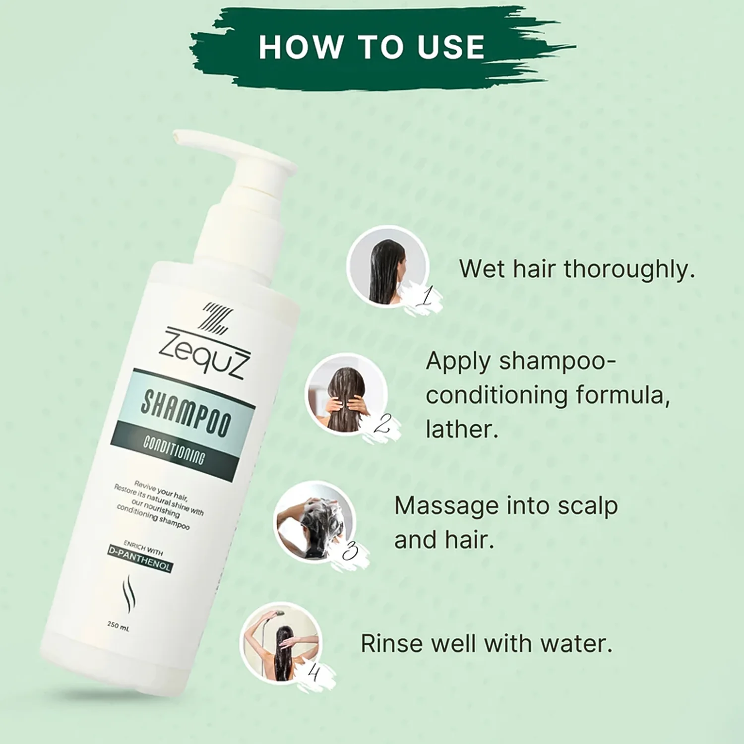Zequz Conditioning Shampoo with D-Panthenol (1 Pc / 250 ML) - Image 3