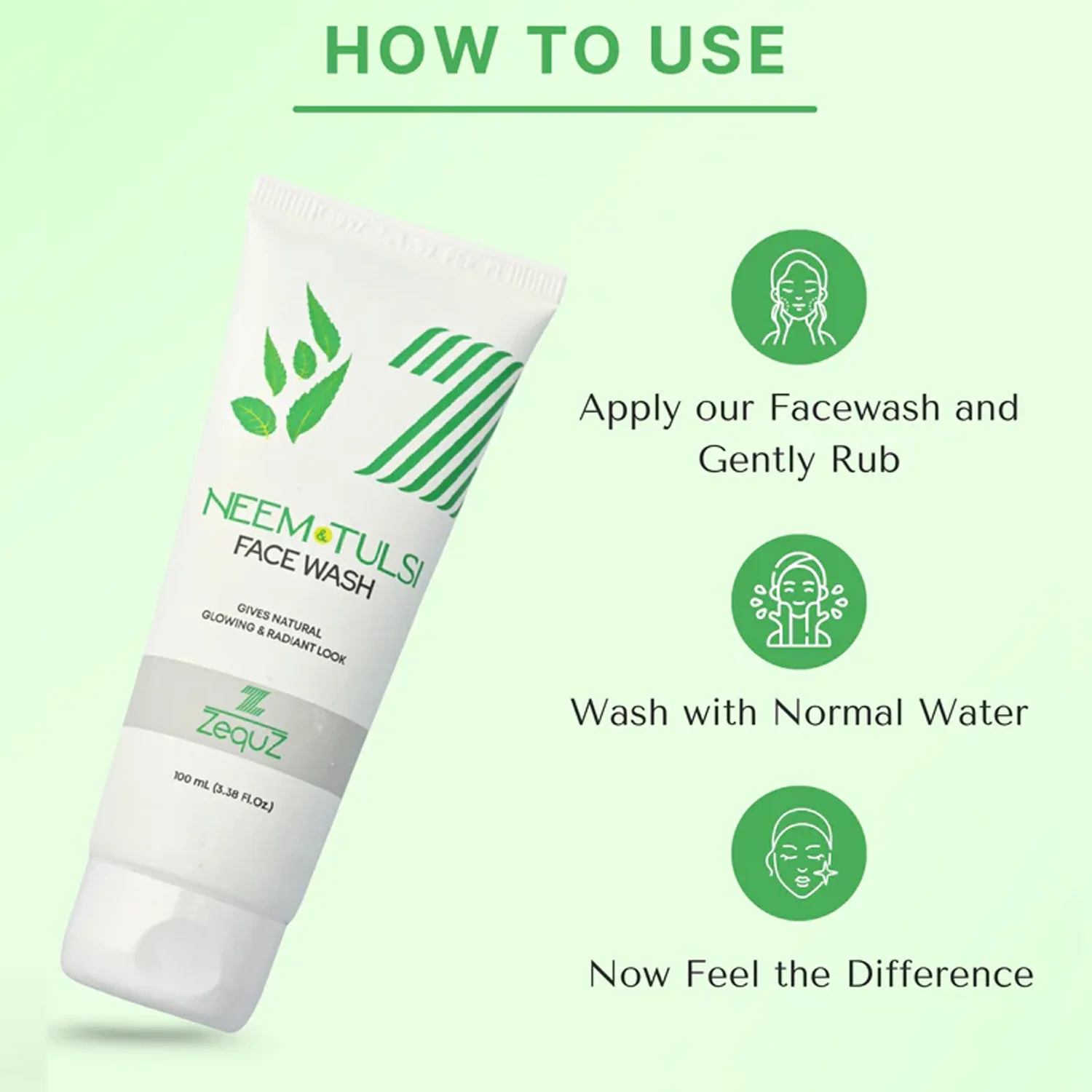 Zequz Neem & Tulsi Face Wash - (1 Pc / 100 ML) - Image 3