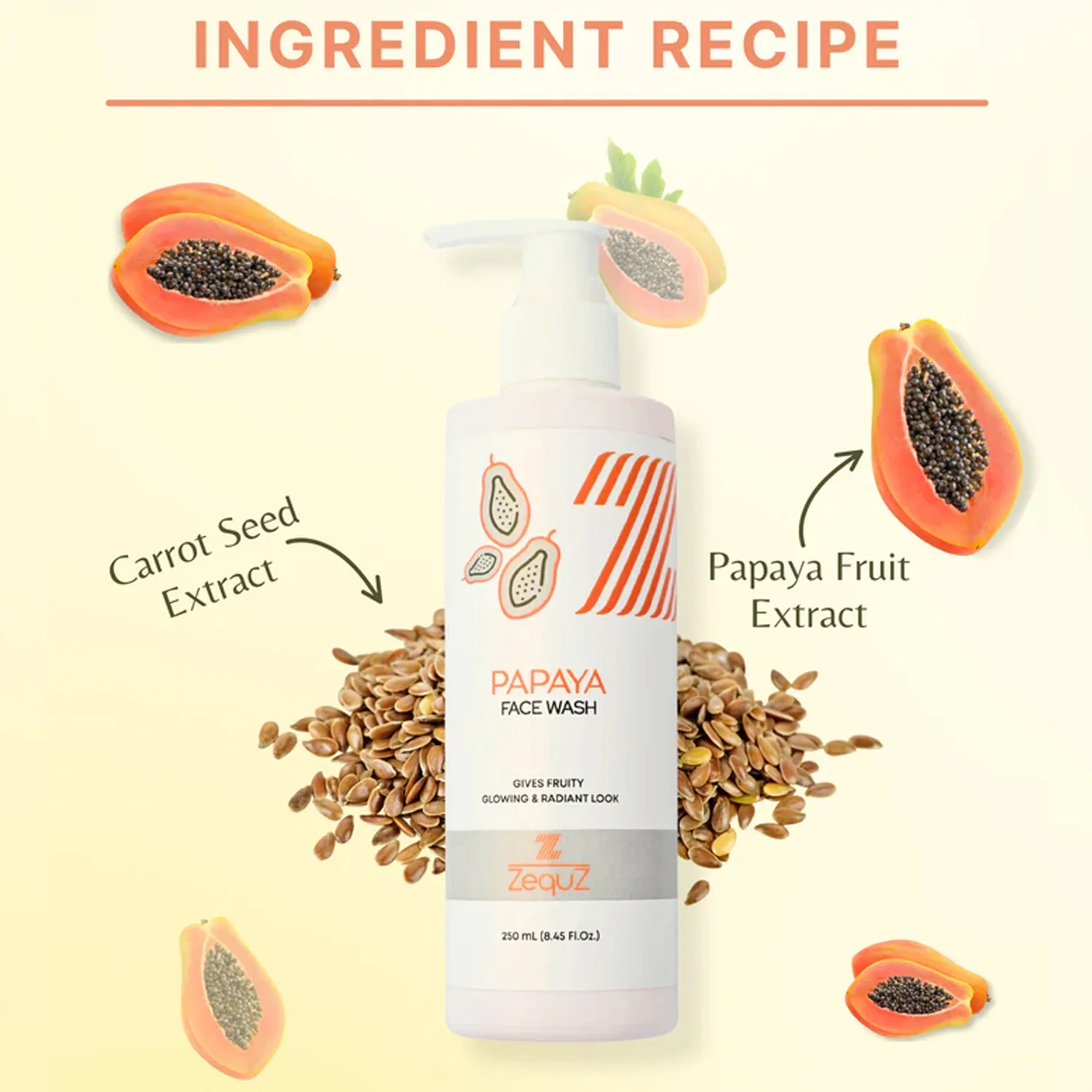Zequz Papaya Face Wash - (1 Pc / 250 ML) - Image 6