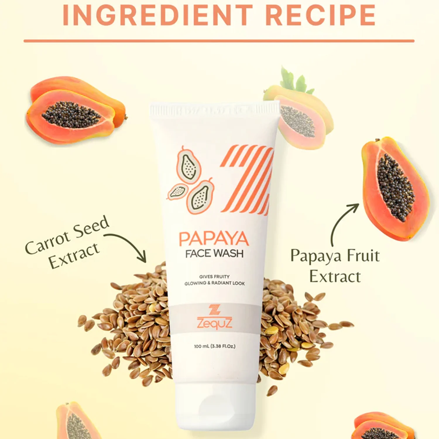 Zequz Papaya Face Wash - (100ml / 1 Pc) - Image 6