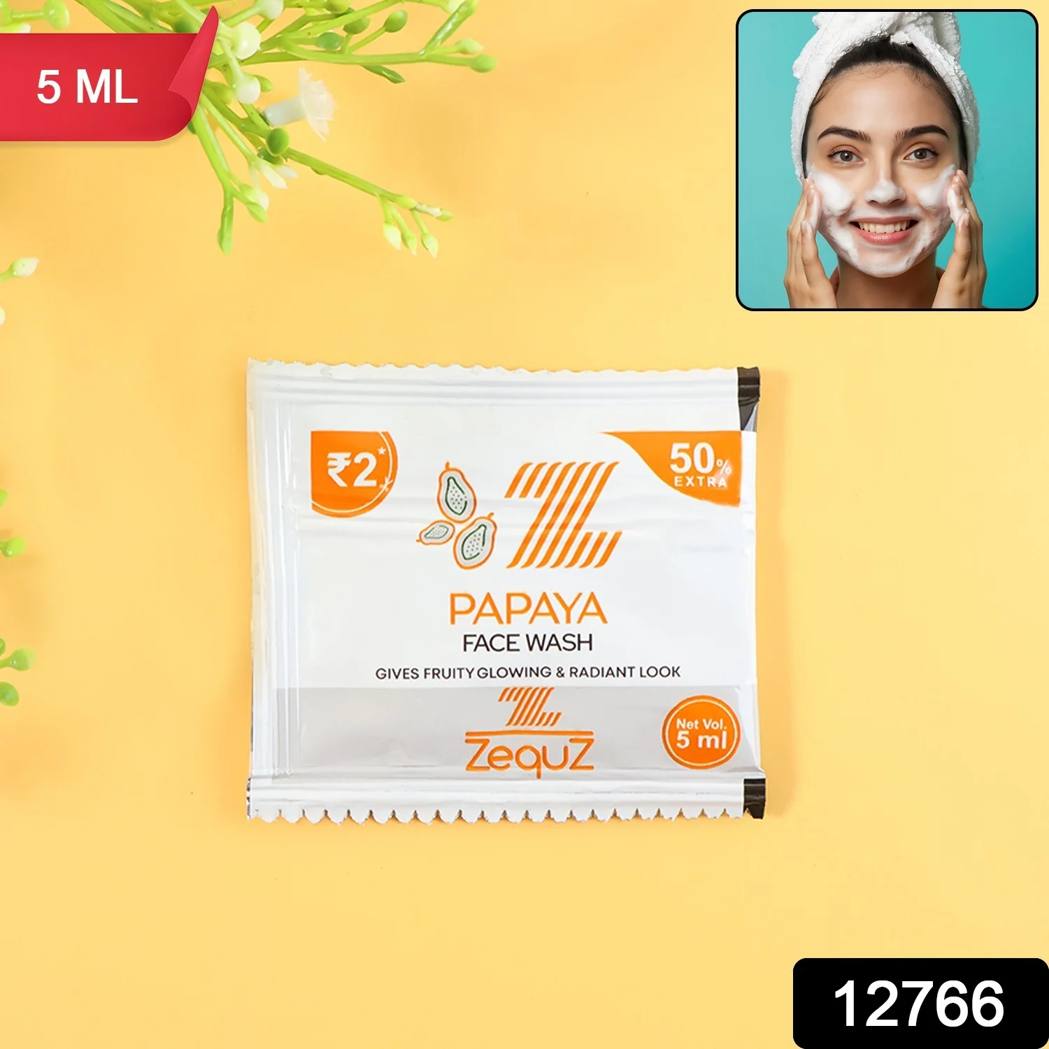 Zequz Papaya Face Wash Sachet (5 ML / 1 Pc) - Image 2