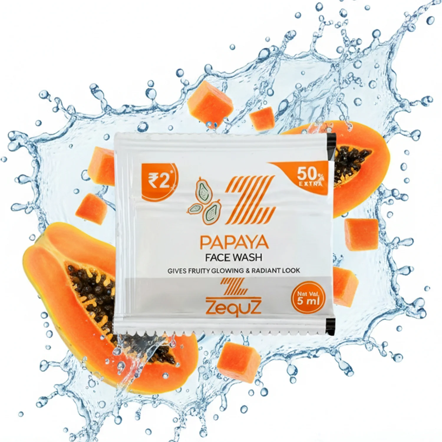 Zequz Papaya Face Wash Sachet (5 ML / 1 Pc) - Image 4