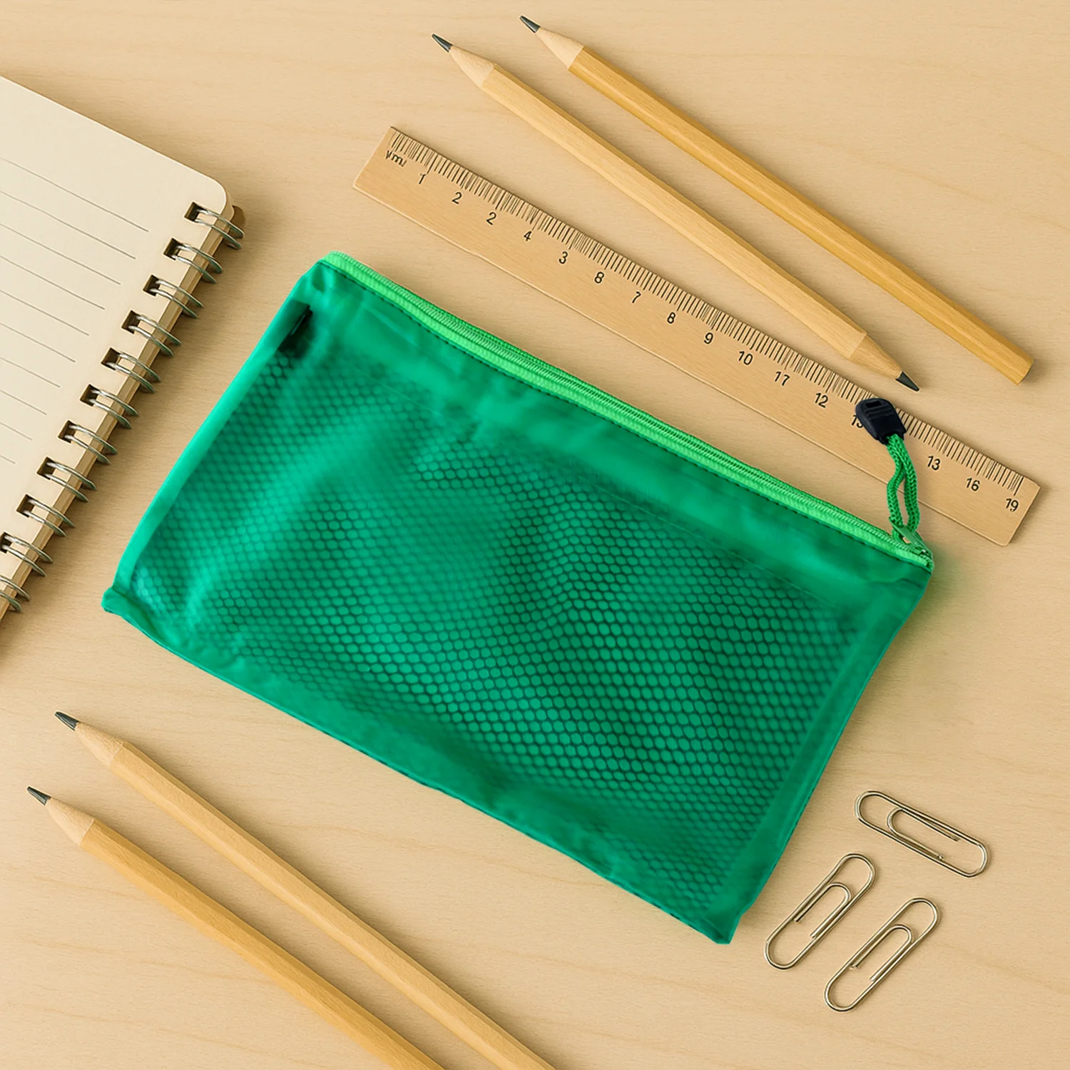 Zipper Mesh Pouch Multipurpose Travel Bag for Cosmetics Makeup Offices (25x16 Cm) - Image 4