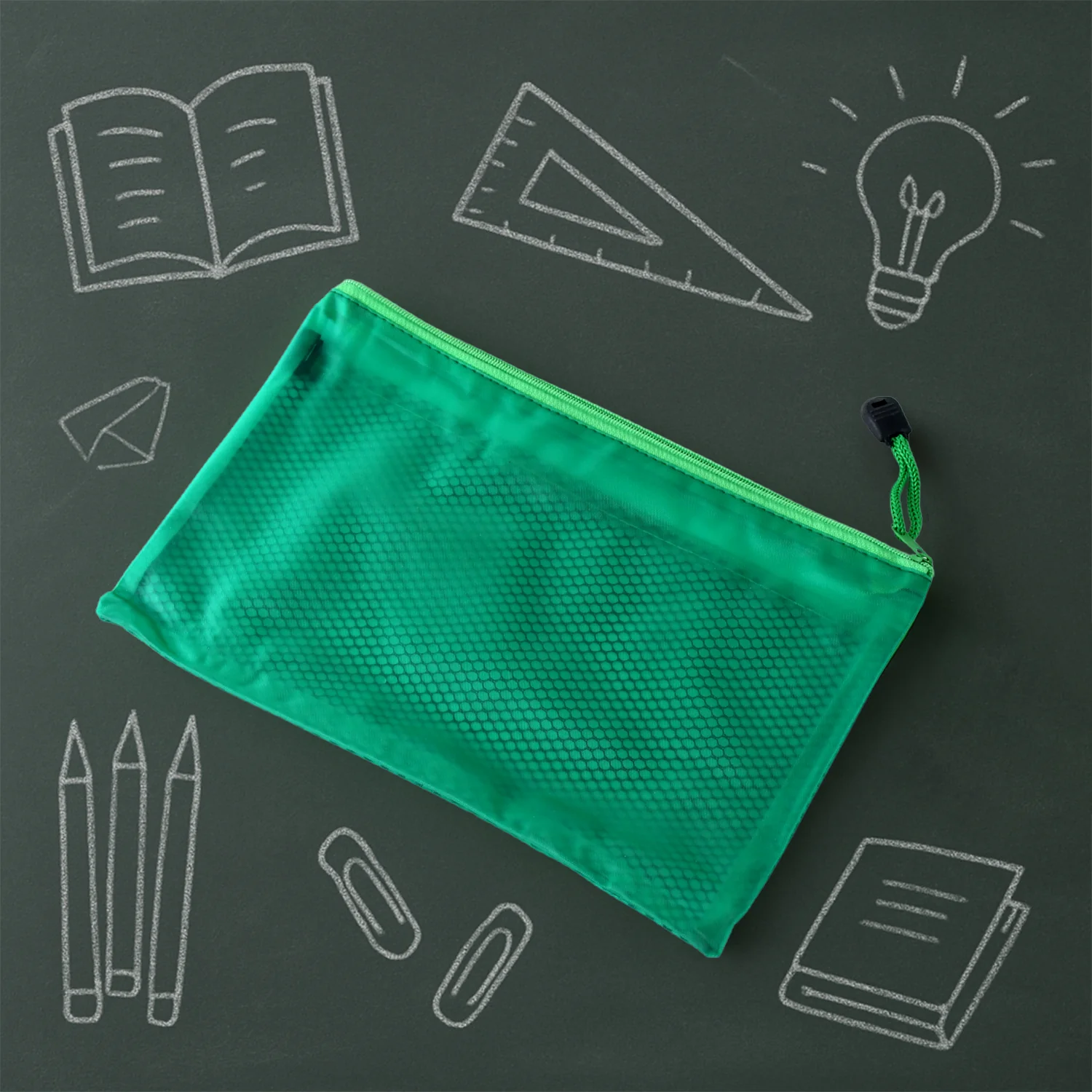 Zipper Mesh Pouch Multipurpose Travel Bag for Cosmetics Makeup Offices (25x16 Cm) - Image 5